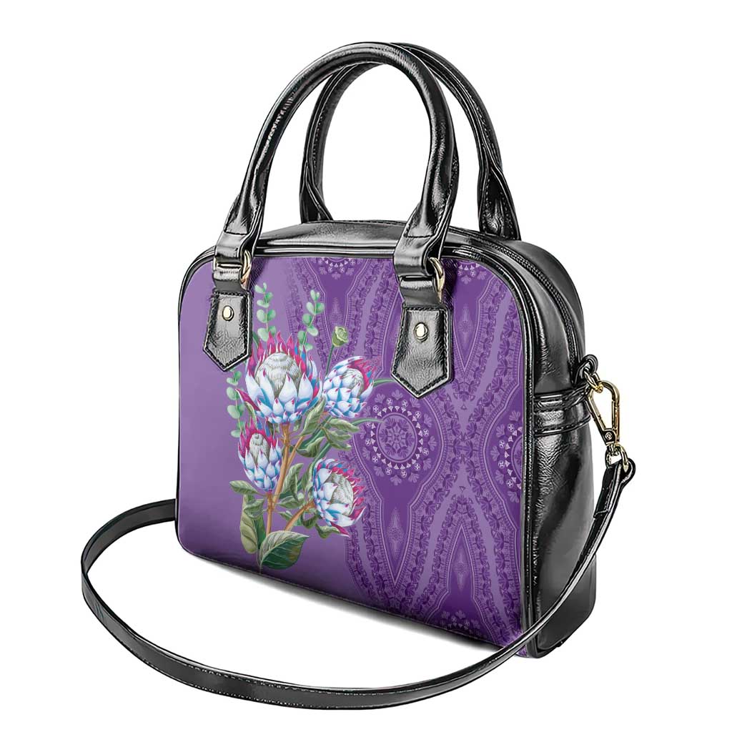 Afro King Proteas Dashiki Motif Shoulder Handbag Violet Style