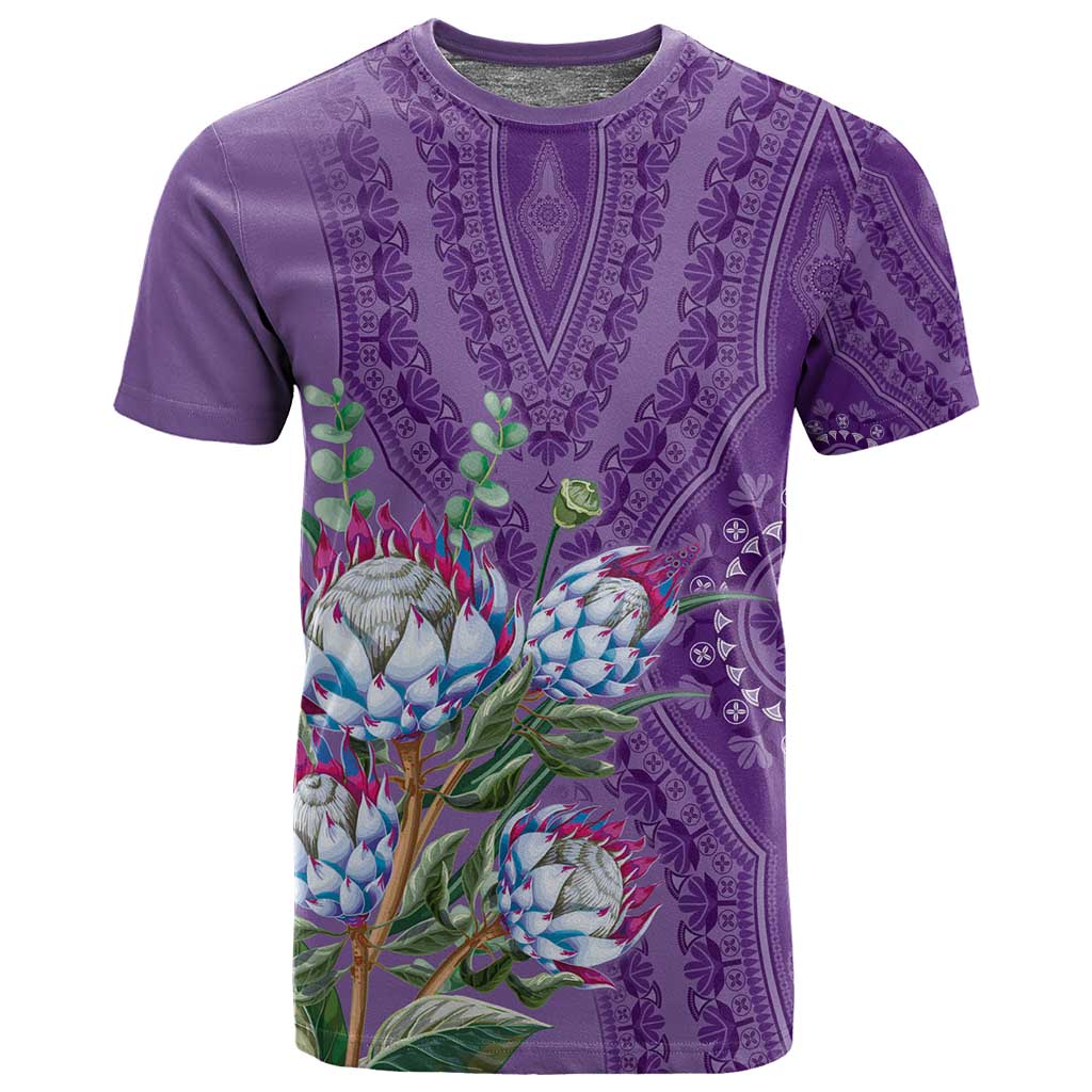 Afro King Proteas Dashiki Motif T shirt Violet Style
