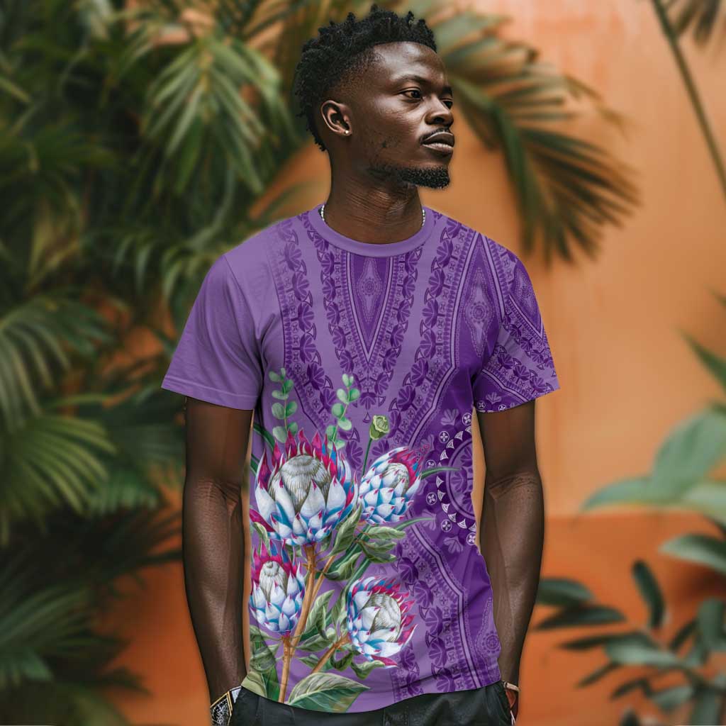 Afro King Proteas Dashiki Motif T shirt Violet Style