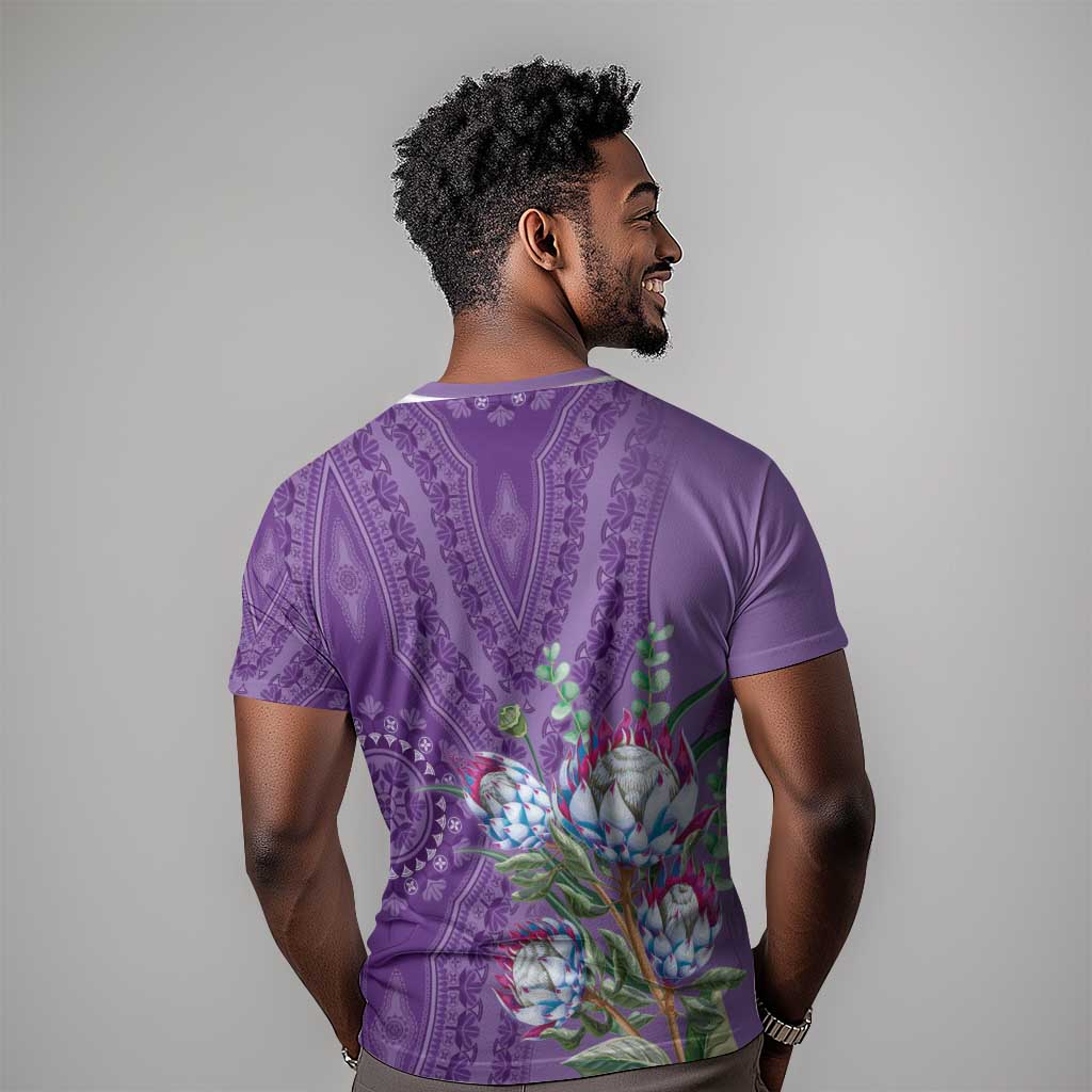 Afro King Proteas Dashiki Motif T shirt Violet Style