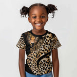 Afro Leopard Skin Pattern Kid T shirt Version 01