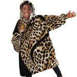 Afro Leopard Skin Pattern KId Wearable Blanket Hoodie Version 01