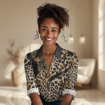 Afro Leopard Skin Pattern Women Casual Shirt Version 01 LT9