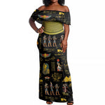 Ancient Egypt and Hieroglyphs Off Shoulder Maxi Dress