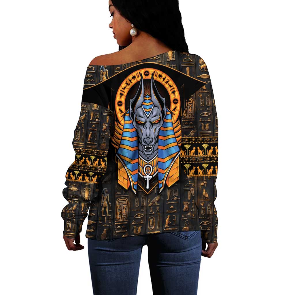 Egyptian Anubis Off Shoulder Sweater Ancient Egypt Culture