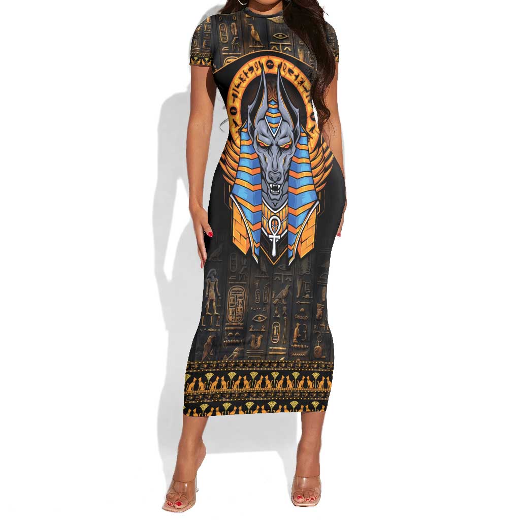Egyptian Anubis Short Sleeve Bodycon Dress Ancient Egypt Culture LT9