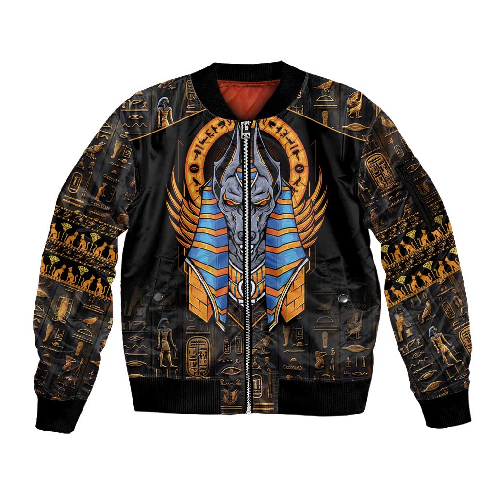 Egyptian Anubis Sleeve Zip Bomber Jacket Ancient Egypt Culture