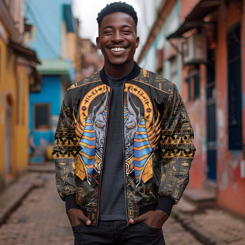 Egyptian Anubis Sleeve Zip Bomber Jacket Ancient Egypt Culture