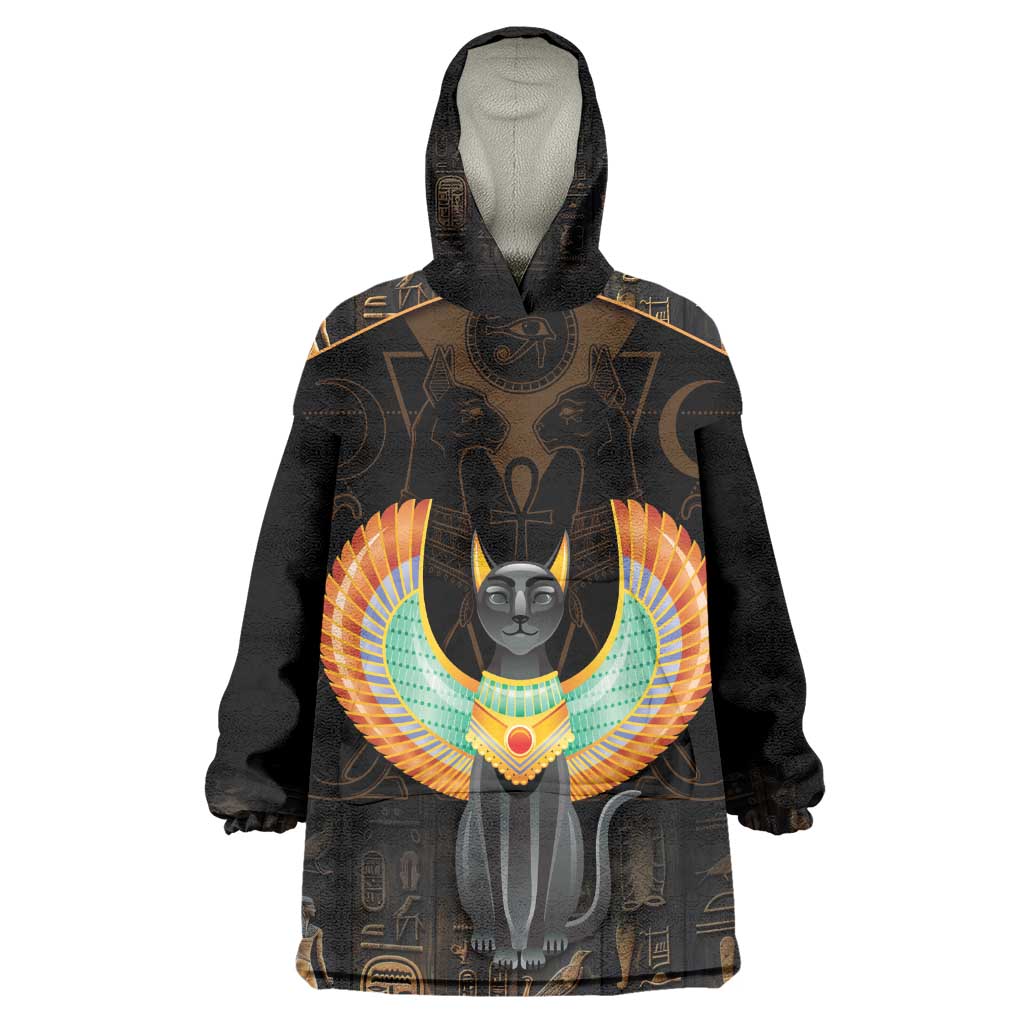 Winged Egypt Cats KId Wearable Blanket Hoodie Ancient Egypt Culture