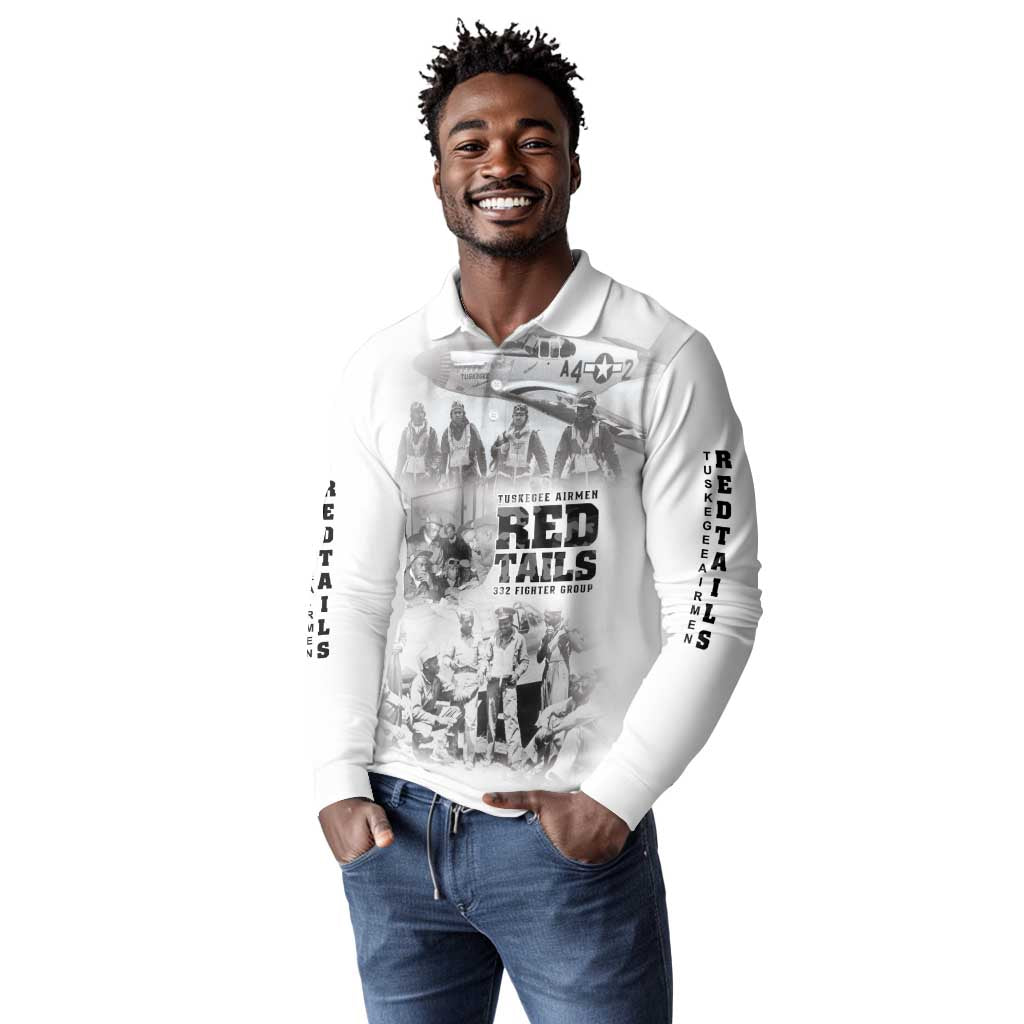 Tuskegee Airmen 332nd Fighter Group Long Sleeve Polo Shirt The First to Fly with Honor - African Pride