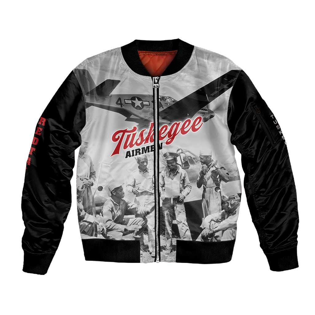 Tuskegee Airmen 332nd Fighter Group Sleeve Zip Bomber Jacket Vintage-style War - African Pride