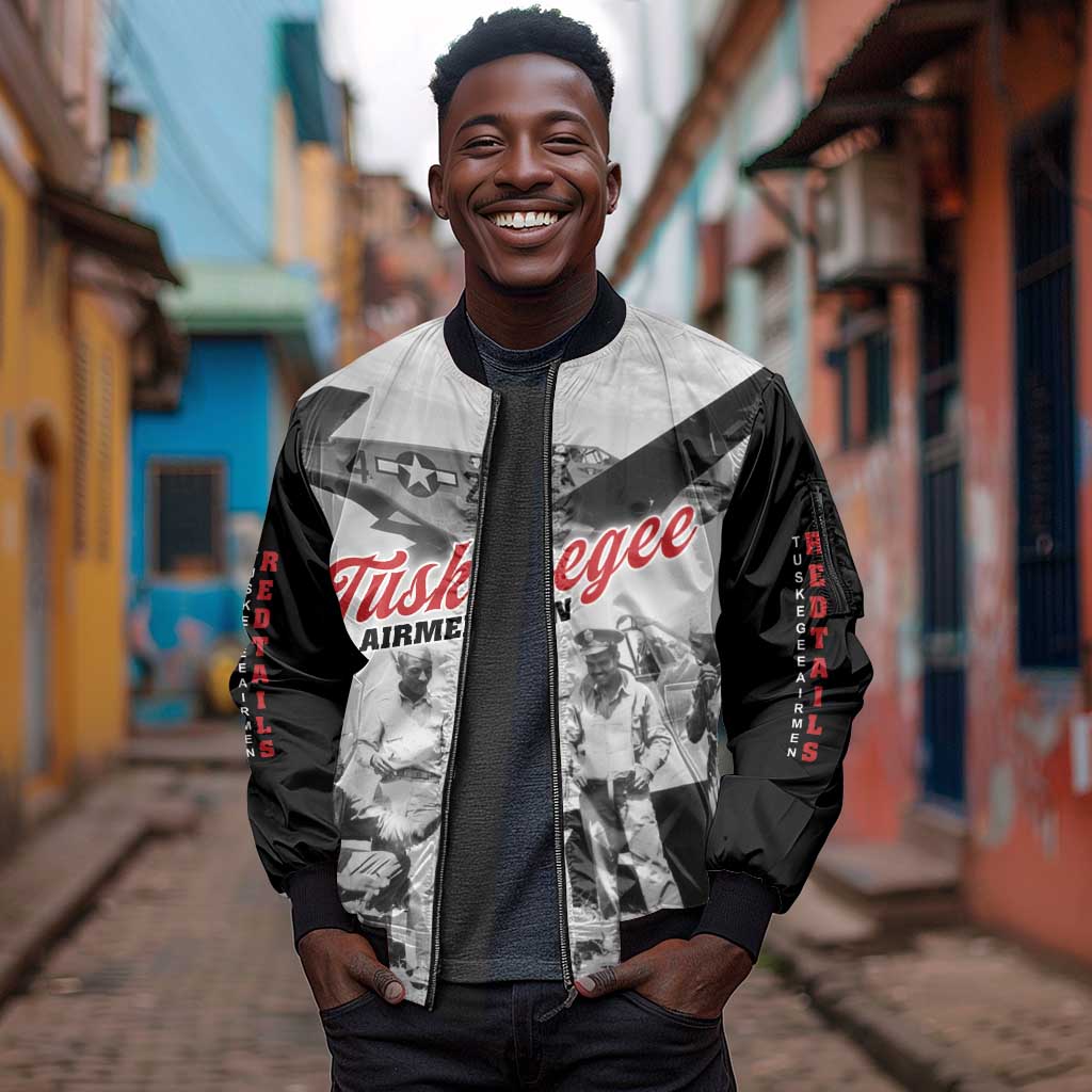 Tuskegee Airmen 332nd Fighter Group Sleeve Zip Bomber Jacket Vintage-style War - African Pride