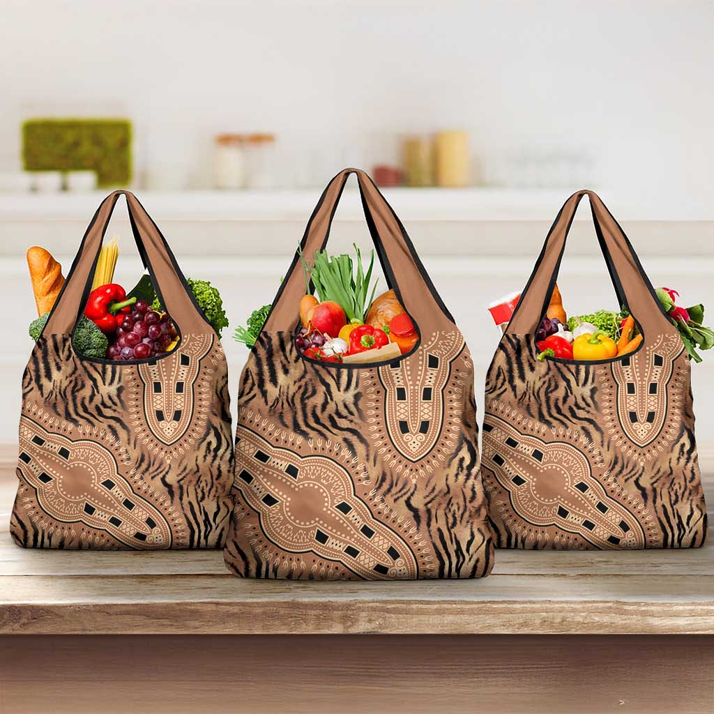 Afro Tiger Mix Dashiki Tribal Pattern Grocery Bag