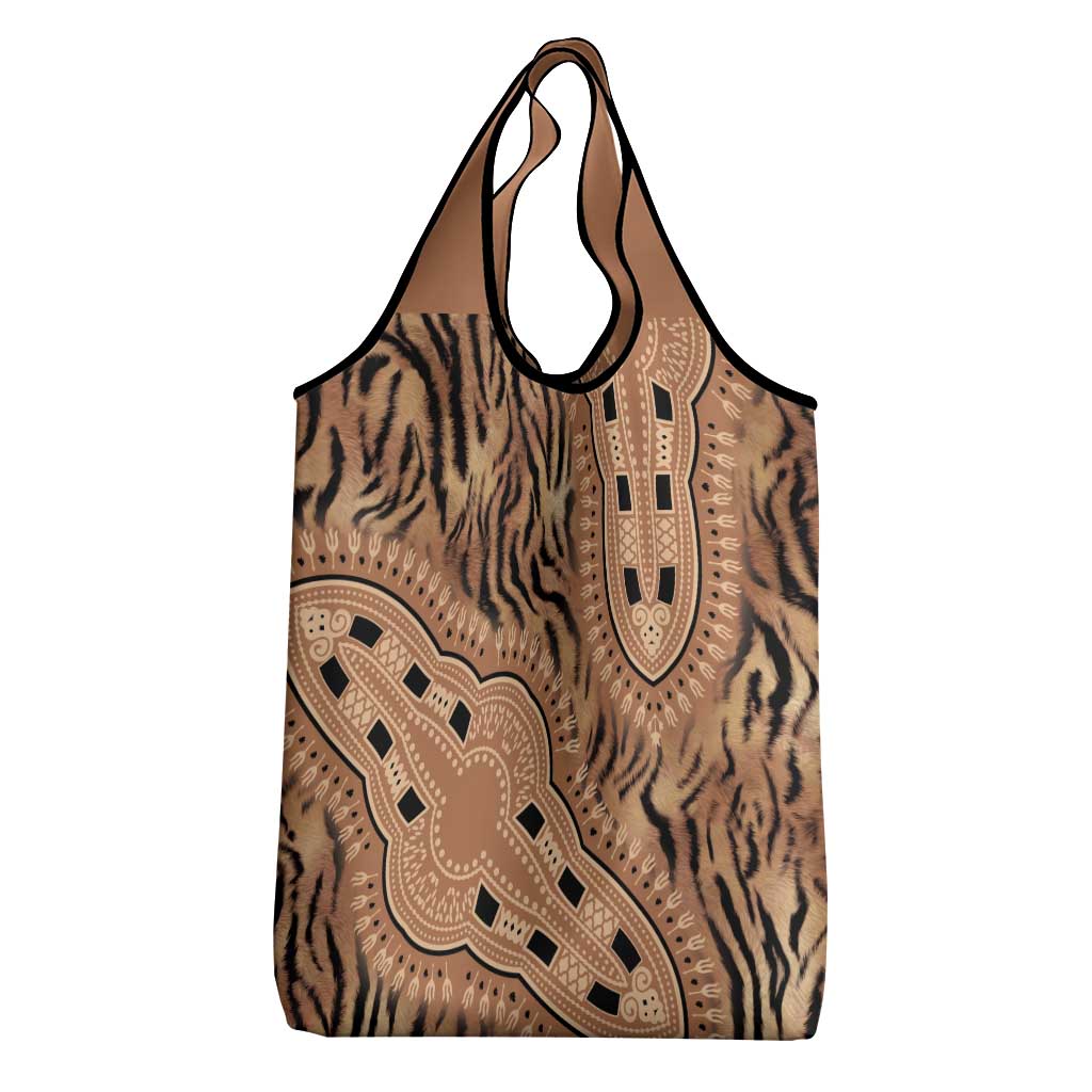 Afro Tiger Mix Dashiki Tribal Pattern Grocery Bag