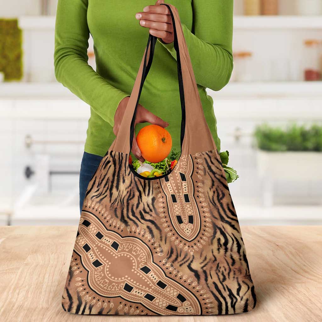 Afro Tiger Mix Dashiki Tribal Pattern Grocery Bag