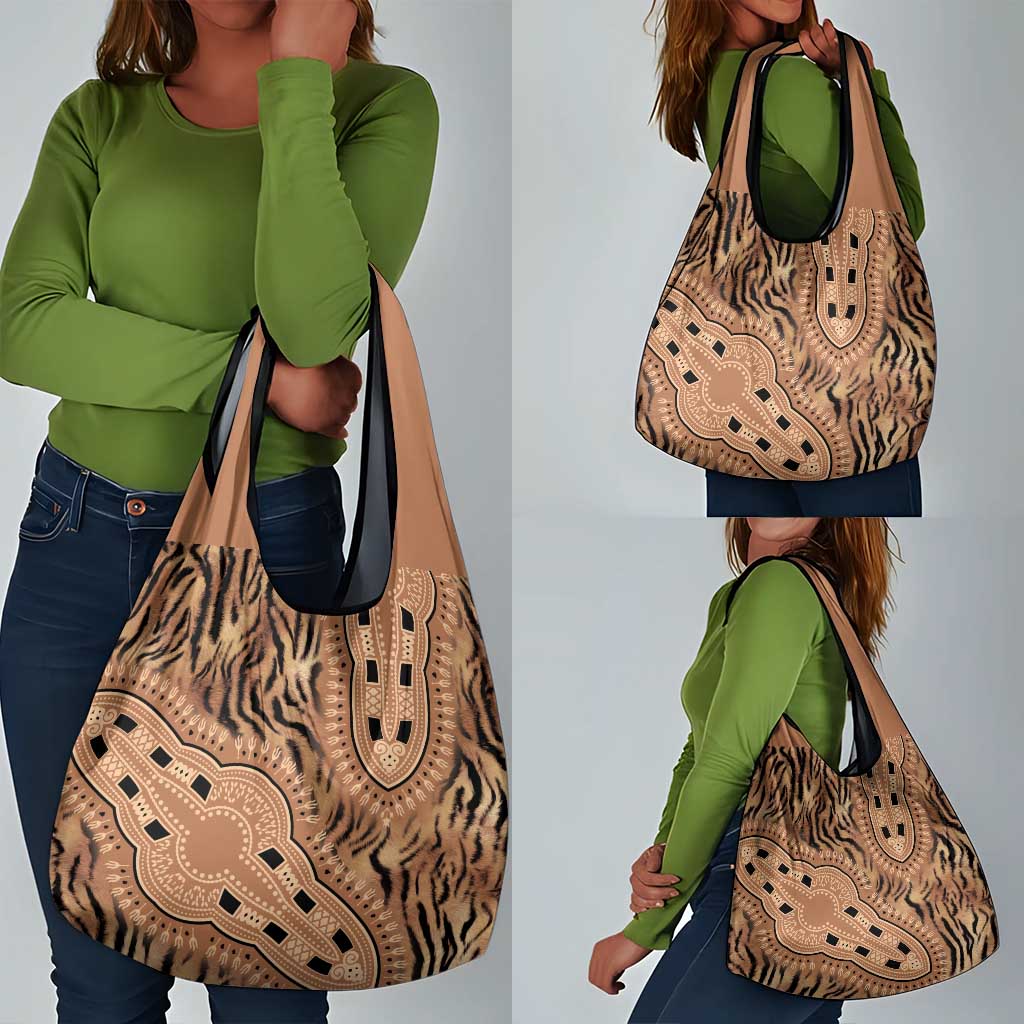 Afro Tiger Mix Dashiki Tribal Pattern Grocery Bag