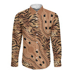 Afro Tiger Mix Dashiki Tribal Pattern Long Sleeve Button Shirt