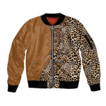 Afro Leopard Mix Native Tribal Pattern Sleeve Zip Bomber Jacket