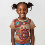 Afro Tribal Traditional Pattern Kid T shirt Beige Motif
