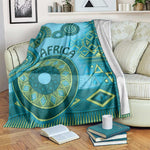 Afro Tribal Traditional Pattern Blanket Blue Motif