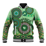 Afro Tribal Traditional Pattern Baseball Jacket Green Motif LT9