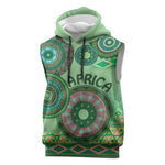 Afro Tribal Traditional Pattern Sleeveless Hoodie Green Motif - African Pride