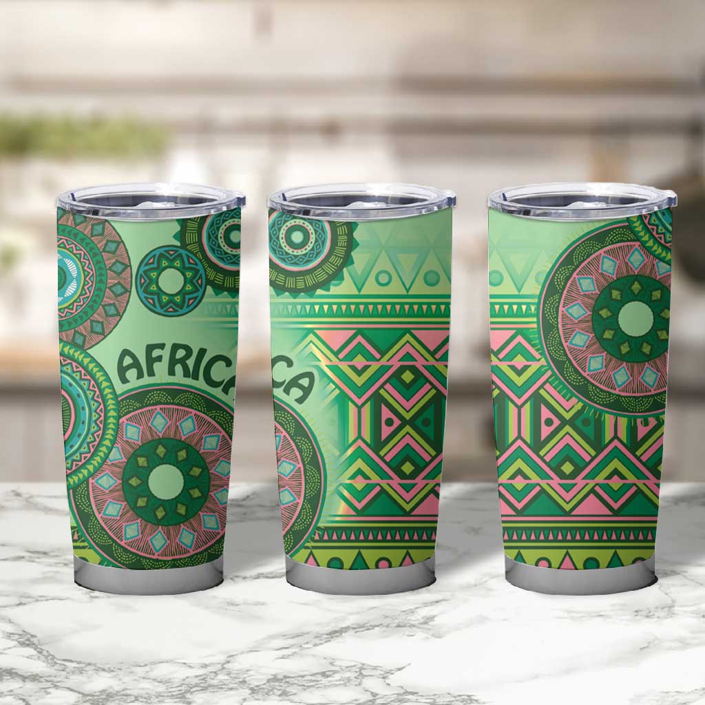 Afro Tribal Traditional Pattern Tumbler Cup Green Motif