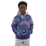 Afro Tribal Traditional Pattern Kid Hoodie Purple Motif