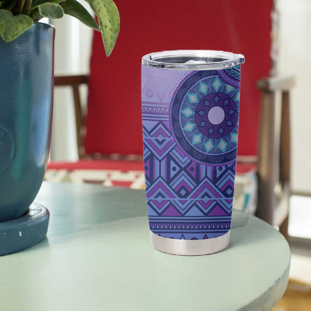 Afro Tribal Traditional Pattern Tumbler Cup Purple Motif