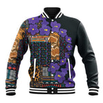 Afro Violets Flowers Baseball Jacket Mix Native Tribal Pattern LT9