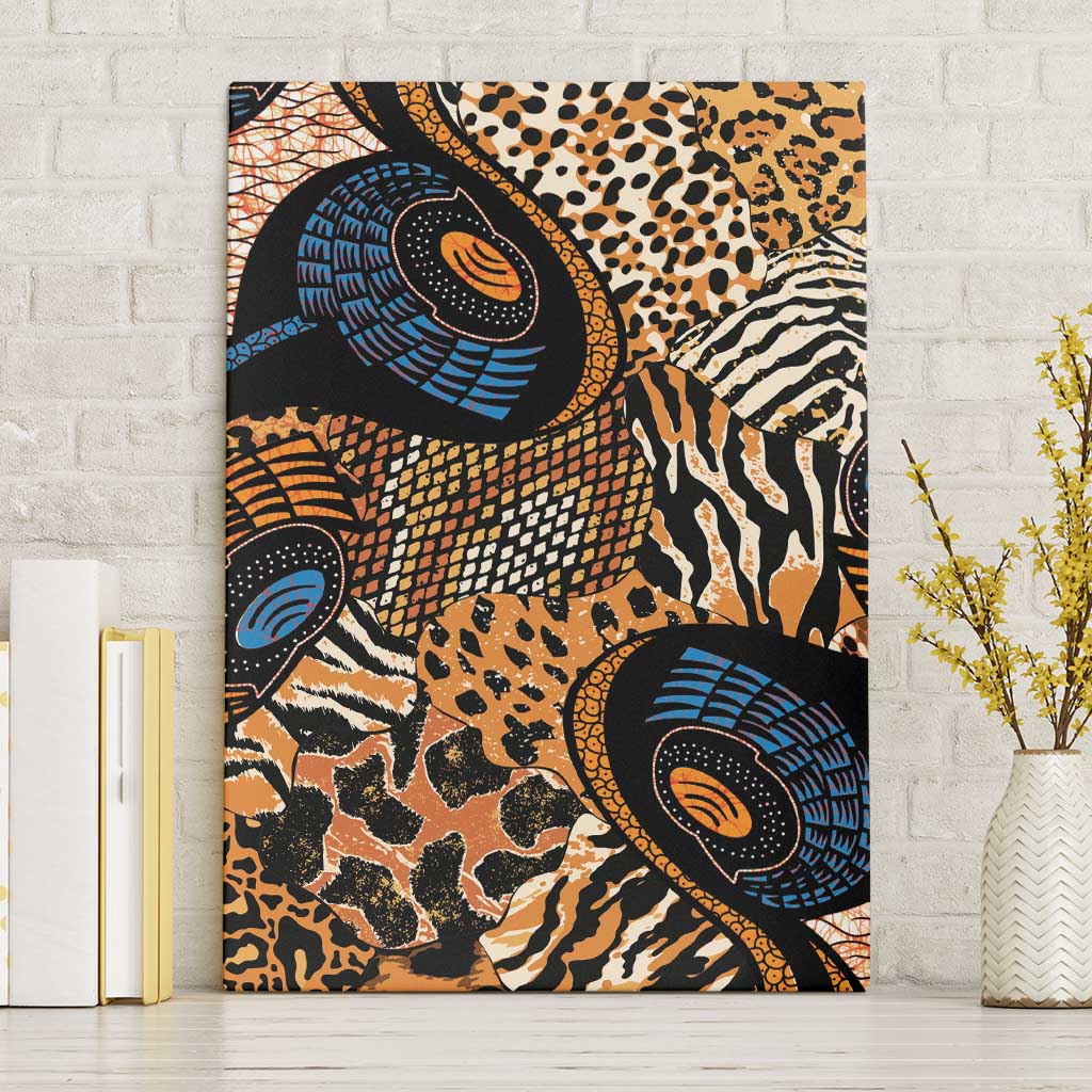 African Ankara Motifs Mixed Animal Skins Canvas Wall Art