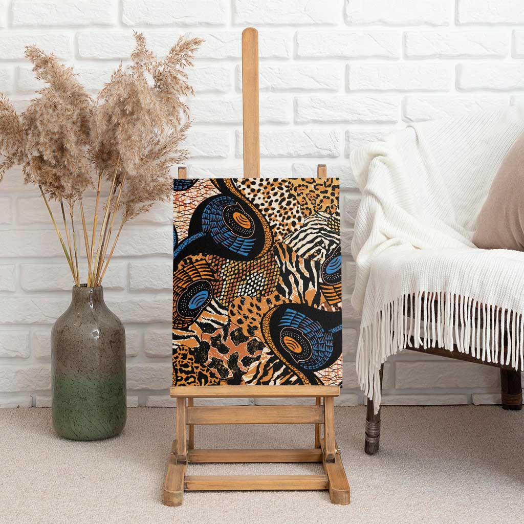 African Ankara Motifs Mixed Animal Skins Canvas Wall Art