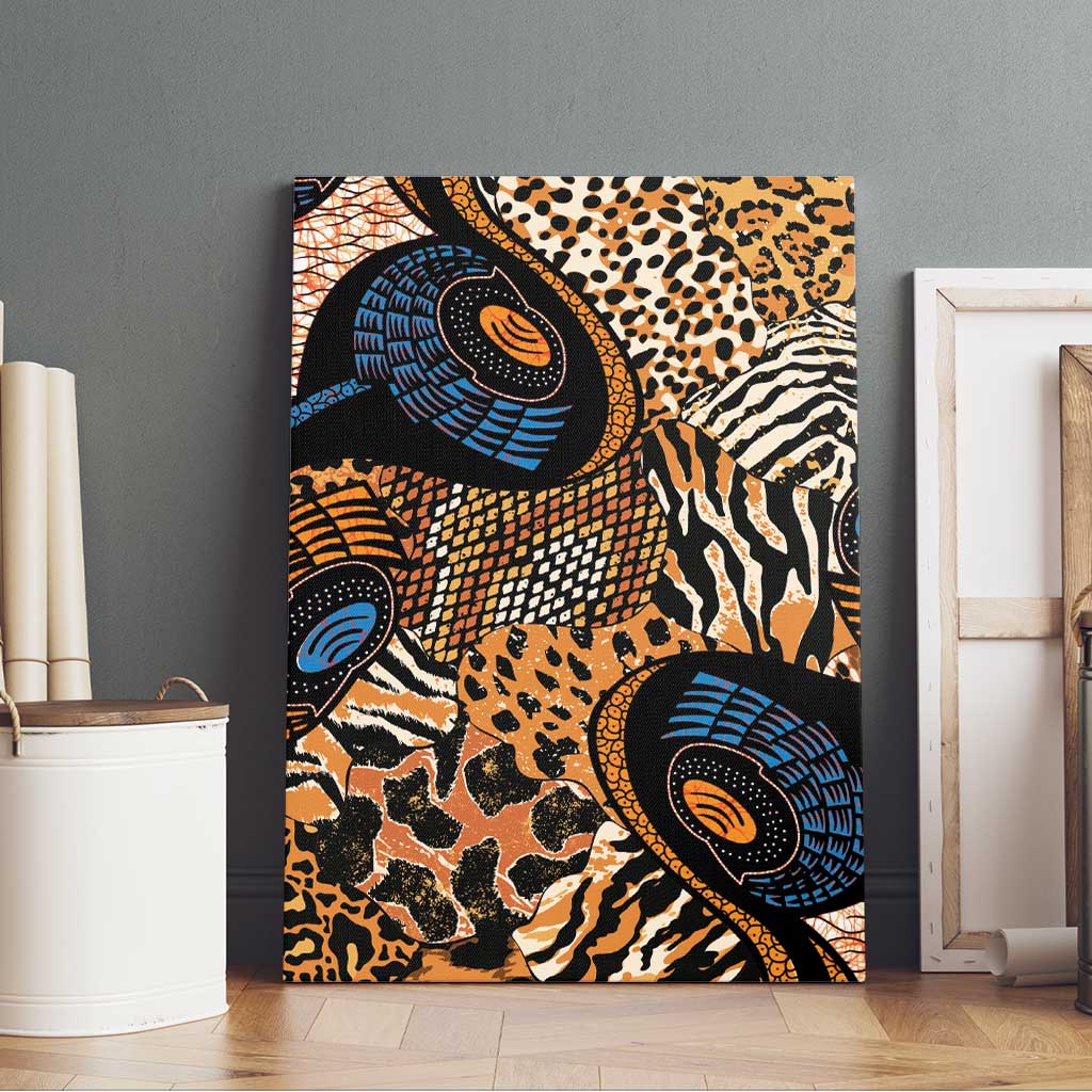 African Ankara Motifs Mixed Animal Skins Canvas Wall Art
