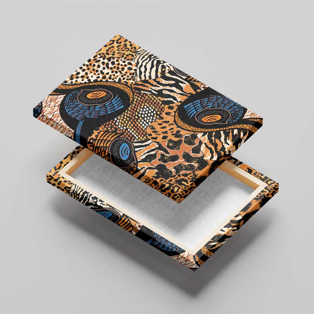 African Ankara Motifs Mixed Animal Skins Canvas Wall Art