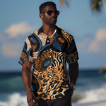 African Ankara Motifs Mixed Animal Skins Hawaiian Shirt