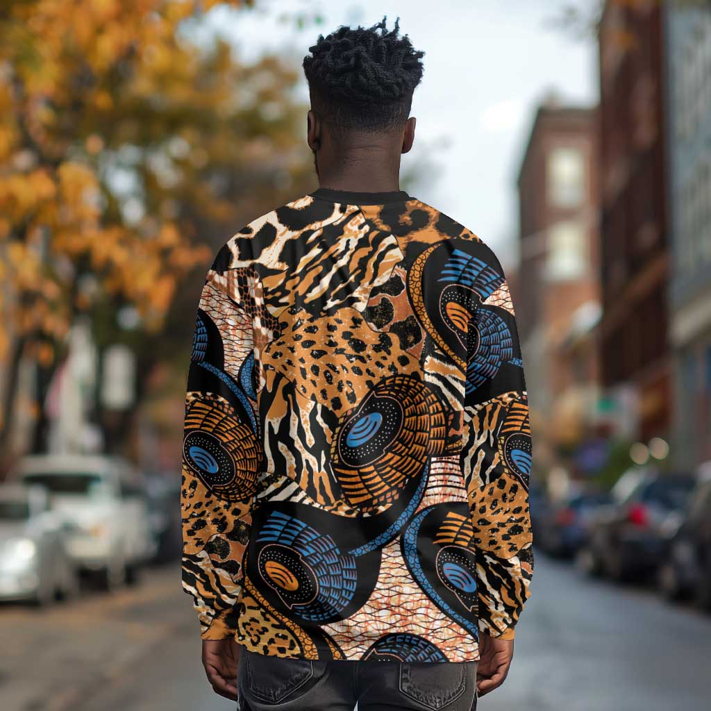 African Ankara Motifs Mixed Animal Skins Long Sleeve Shirt