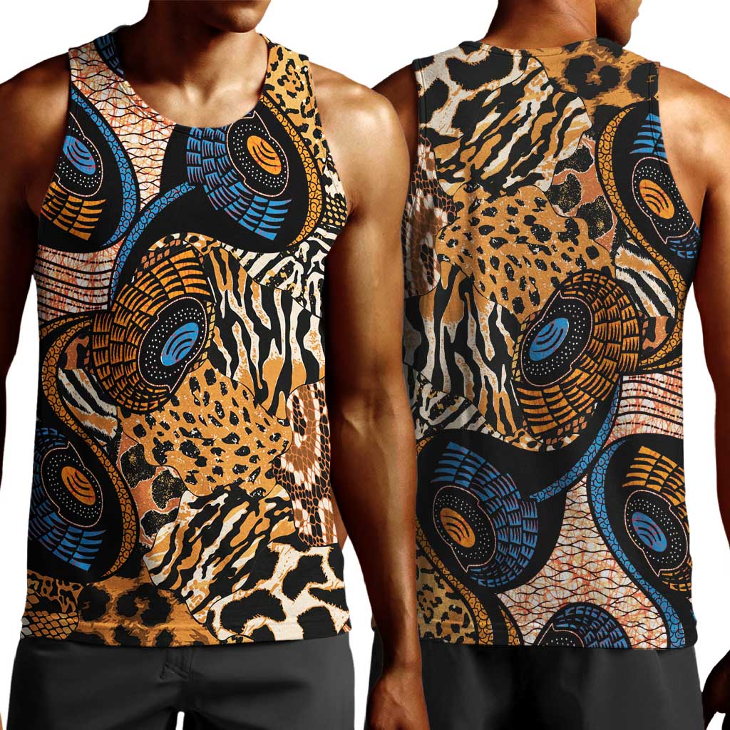 African Ankara Motifs Mixed Animal Skins Men Tank Top