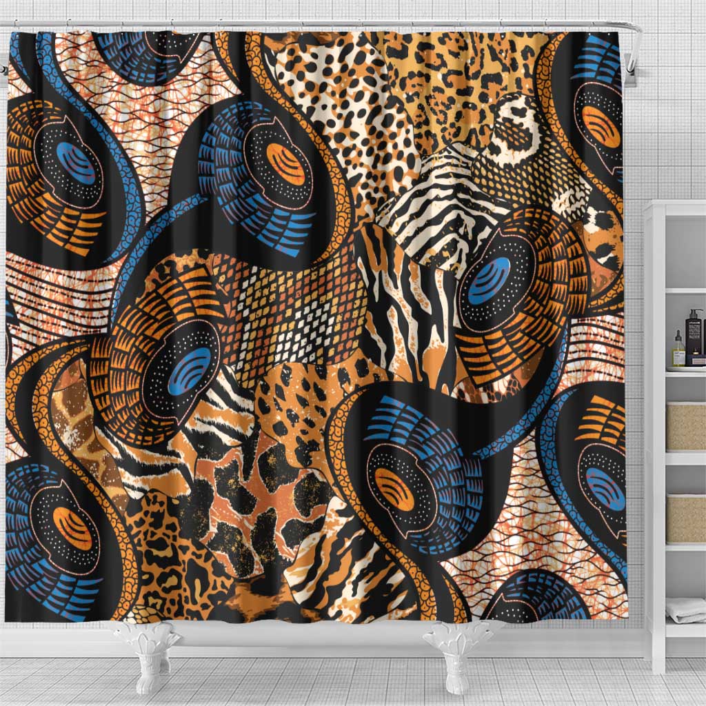 African Ankara Motifs Mixed Animal Skins Shower Curtain