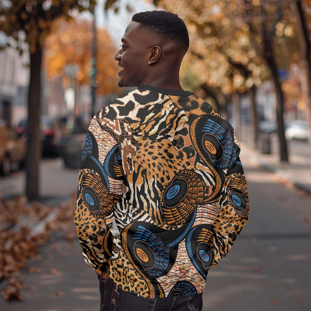 African Ankara Motifs Mixed Animal Skins Sweatshirt