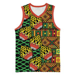 African Tribal Geometric Mixed Kanga Pattern Basketball Jersey - African Pride