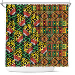 African Tribal Geometric Mixed Kanga Pattern Shower Curtain