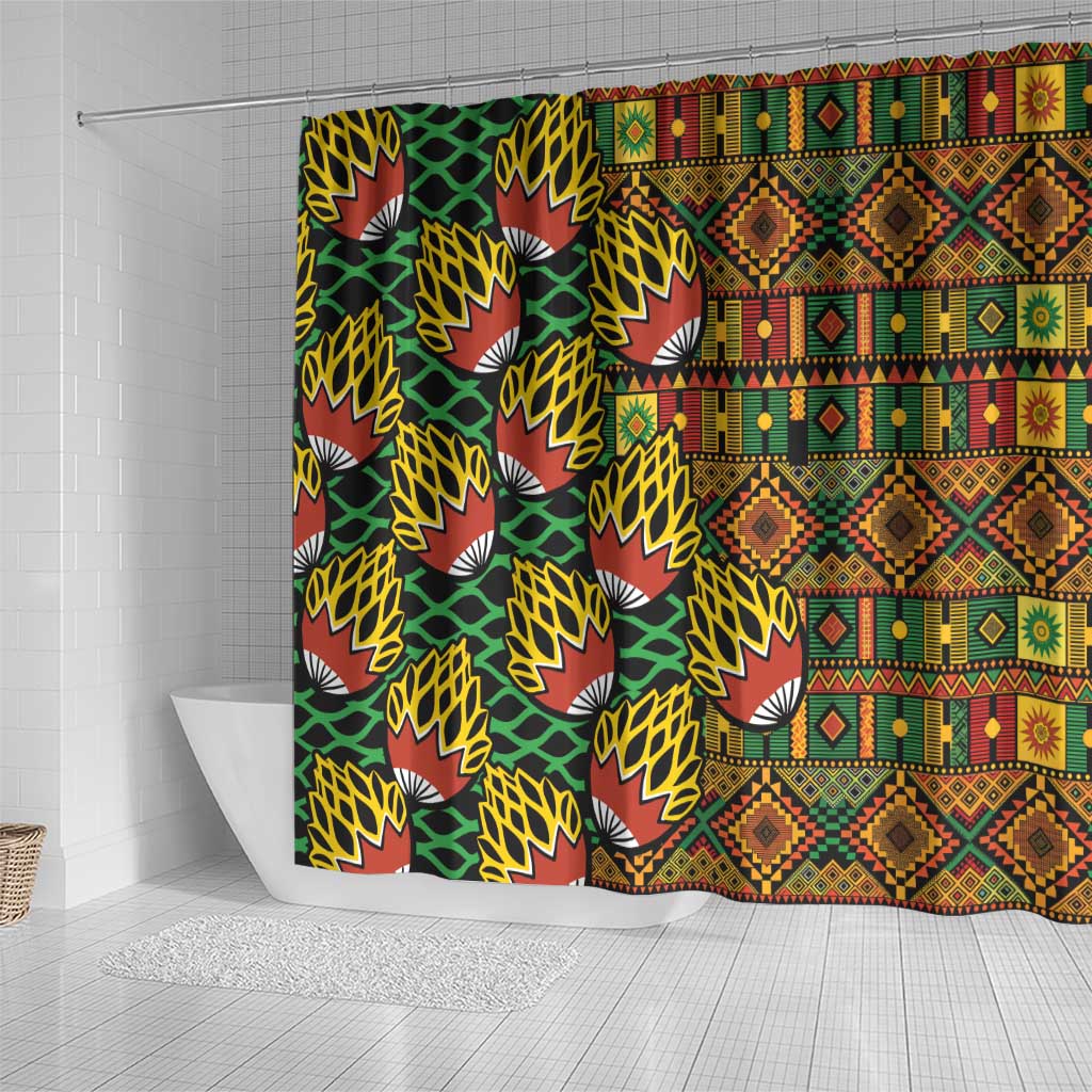 African Tribal Geometric Mixed Kanga Pattern Shower Curtain