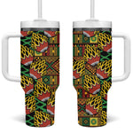 African Tribal Geometric Mixed Kanga Pattern Tumbler With Handle