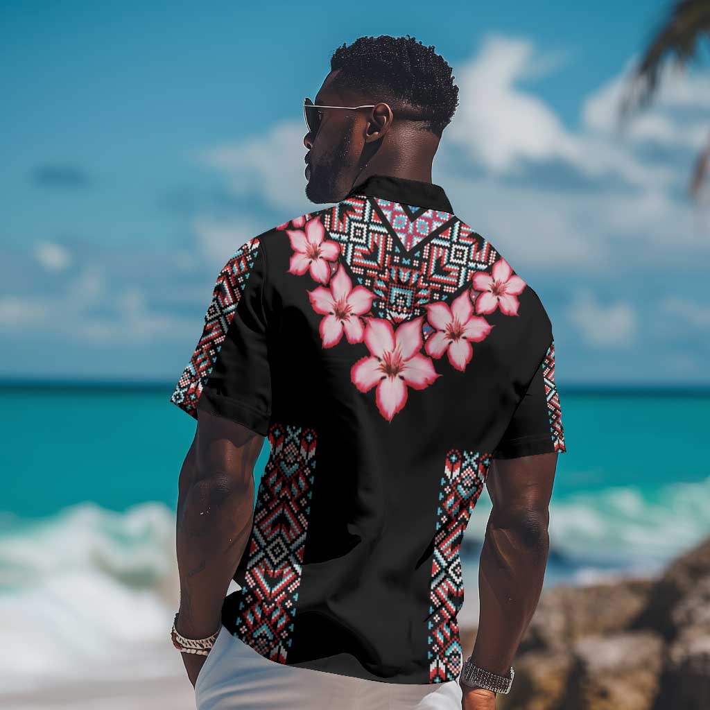 Afro Adenium Multiflorum Flowers Hawaiian Shirt Mix Native Tribal Pattern