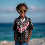 Afro Adenium Multiflorum Flowers Kid Hawaiian Shirt Mix Native Tribal Pattern