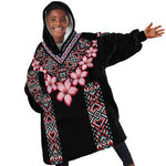 Afro Adenium Multiflorum Flowers KId Wearable Blanket Hoodie Mix Native Tribal Pattern