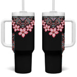 Afro Adenium Multiflorum Flowers Tumbler With Handle Mix Native Tribal Pattern