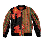 Afro Beauty Clivia Miniata Flowers Sleeve Zip Bomber Jacket