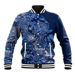 Afro Floral mix Maasai Shuka Baseball Jacket Blue Moitf LT9