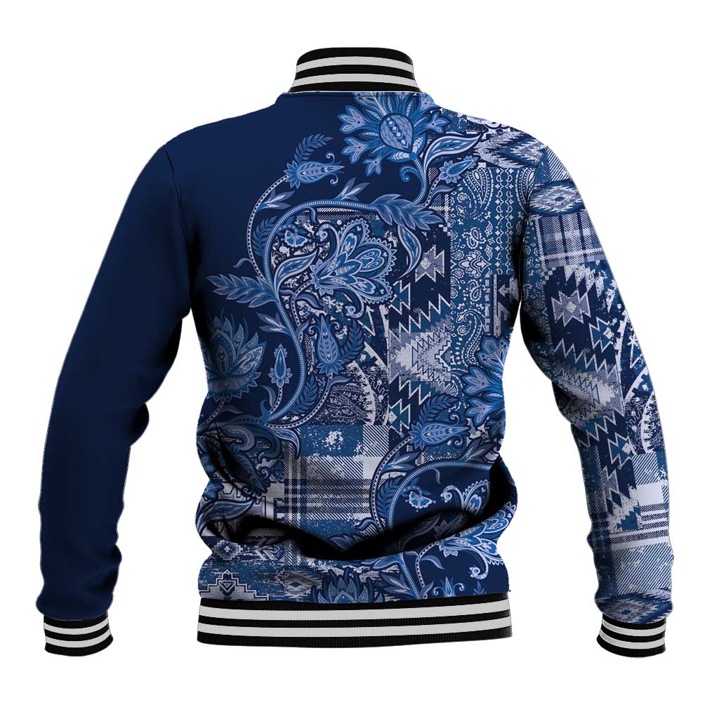 Afro Floral mix Maasai Shuka Baseball Jacket Blue Moitf LT9
